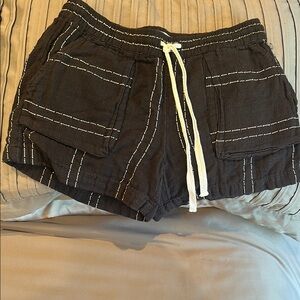 Lou & Grey Black Cargo Shorts with White Accents